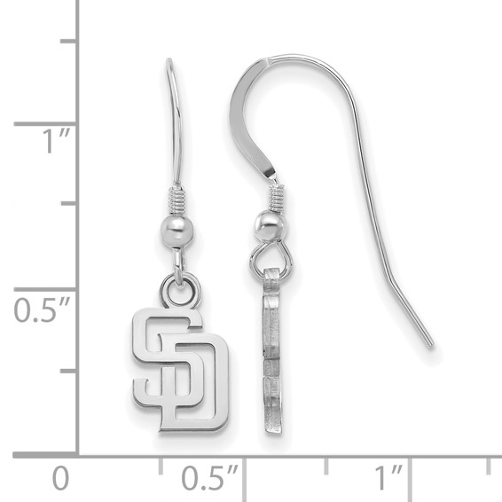 Sterling Silver Rhodium Plated Major League Baseball LogoArt San Diego Padres S-D Dangle Earrings