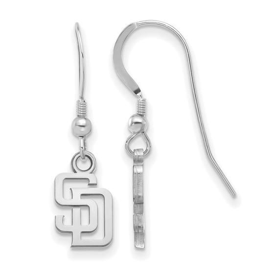 Sterling Silver Rhodium Plated Major League Baseball LogoArt San Diego Padres S-D Dangle Earrings