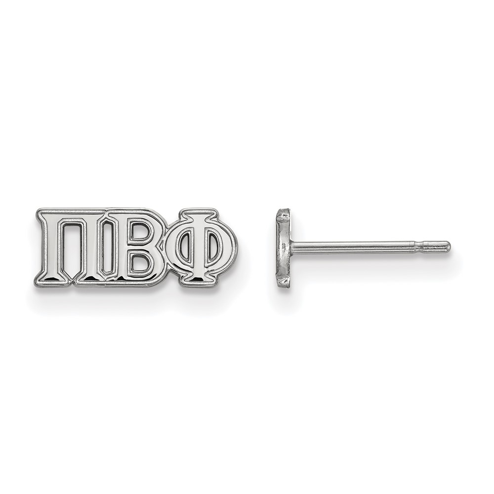 Sterling Silver Rhodium-plated LogoArt Pi Beta Phi Sorority Greek Letters Extra Small Post Earrings