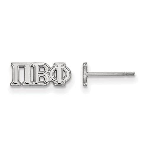 Sterling Silver Rhodium-plated LogoArt Pi Beta Phi Sorority Greek Letters Extra Small Post Earrings