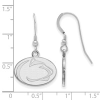 Sterling Silver Rhodium-plated LogoArt Penn State University Lion Small Dangle Wire Earrings view 2