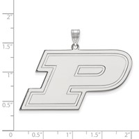 Sterling Silver Rhodium-plated LogoArt Purdue University Letter P Extra Large Pendant view 2