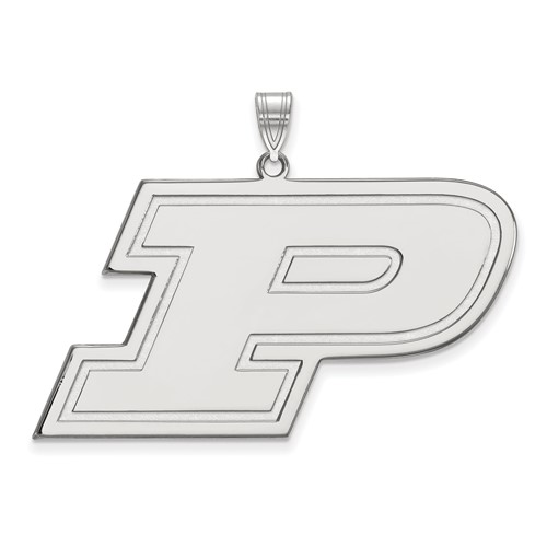 Sterling Silver Rhodium-plated LogoArt Purdue University Letter P Extra Large Pendant