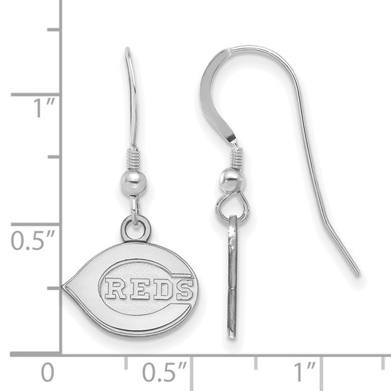 Sterling Silver Rhodium Plated Major League Baseball LogoArt Cincinnati Reds Dangle Earrings