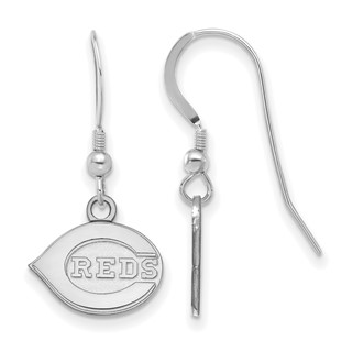 Sterling Silver Rhodium Plated Major League Baseball LogoArt Cincinnati Reds Dangle Earrings