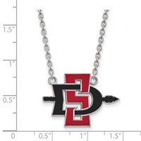 Sterling Silver Rhodium-plated LogoArt San Diego State University Large Enameled Pendant Necklace, 18" view 2