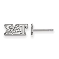 Sterling Silver Rhodium-plated LogoArt Sigma Delta Tau Sorority Greek Letters Extra Small Post Earrings view 1