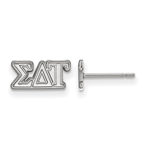 Sterling Silver Rhodium-plated LogoArt Sigma Delta Tau Sorority Greek Letters Extra Small Post Earrings