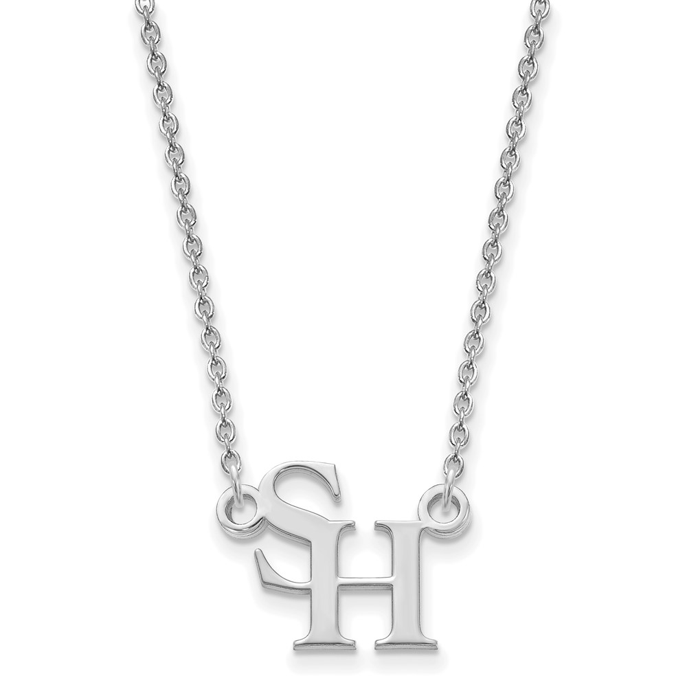 Sterling Silver Rhodium-plated LogoArt Sam Houston State University Small Pendant 18 Inch Necklace