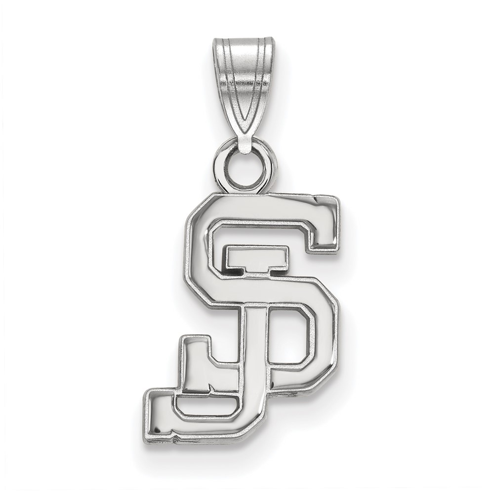 Sterling Silver Rhodium-plated LogoArt San Jose State University S-j Small Pendant