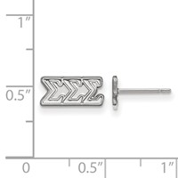 Sterling Silver Rhodium-plated LogoArt Sigma Sigma Sigma Sorority Greek Letters Extra Small Post Earrings view 2