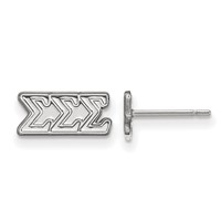 Sterling Silver Rhodium-plated LogoArt Sigma Sigma Sigma Sorority Greek Letters Extra Small Post Earrings view 1