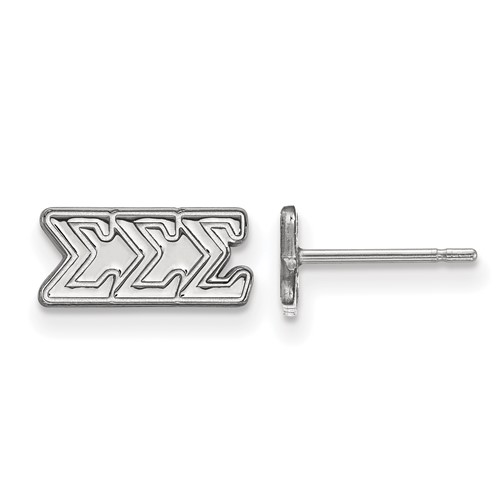 Sterling Silver Rhodium-plated LogoArt Sigma Sigma Sigma Sorority Greek Letters Extra Small Post Earrings