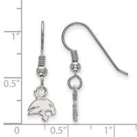Sterling Silver Rhodium-plated LogoArt Texas State University Bobcat Extra Small Dangle Wire Earrings view 2