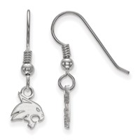 Sterling Silver Rhodium-plated LogoArt Texas State University Bobcat Extra Small Dangle Wire Earrings view 1