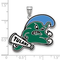 Sterling Silver Rhodium-plated LogoArt Tulane University Extra Large Enameled Pendant view 2
