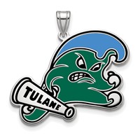 Sterling Silver Rhodium-plated LogoArt Tulane University Extra Large Enameled Pendant view 1