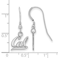Sterling Silver Rhodium-plated LogoArt University of California Berkeley Extra Small Dangle Wire Earrings view 2