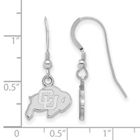 Sterling Silver Rhodium-plated LogoArt University of Colorado Buffalo Extra Small Dangle Wire Earrings view 2