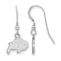 Sterling Silver Rhodium-plated LogoArt University of Colorado Buffalo Extra Small Dangle Wire Earrings view 1