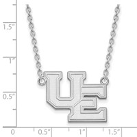 Sterling Silver Rhodium-plated LogoArt University of Evansville Purple Aces Large Pendant Necklace, 18" view 2