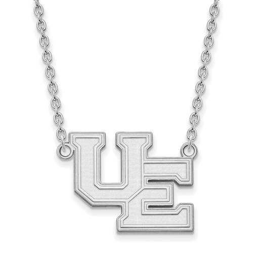 Sterling Silver Rhodium-plated LogoArt University of Evansville Purple Aces Large Pendant Necklace, 18"