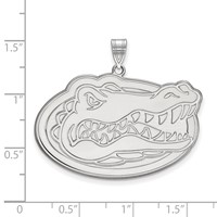 Sterling Silver Rhodium-plated LogoArt University of Florida Gator Extra Large Pendant view 2
