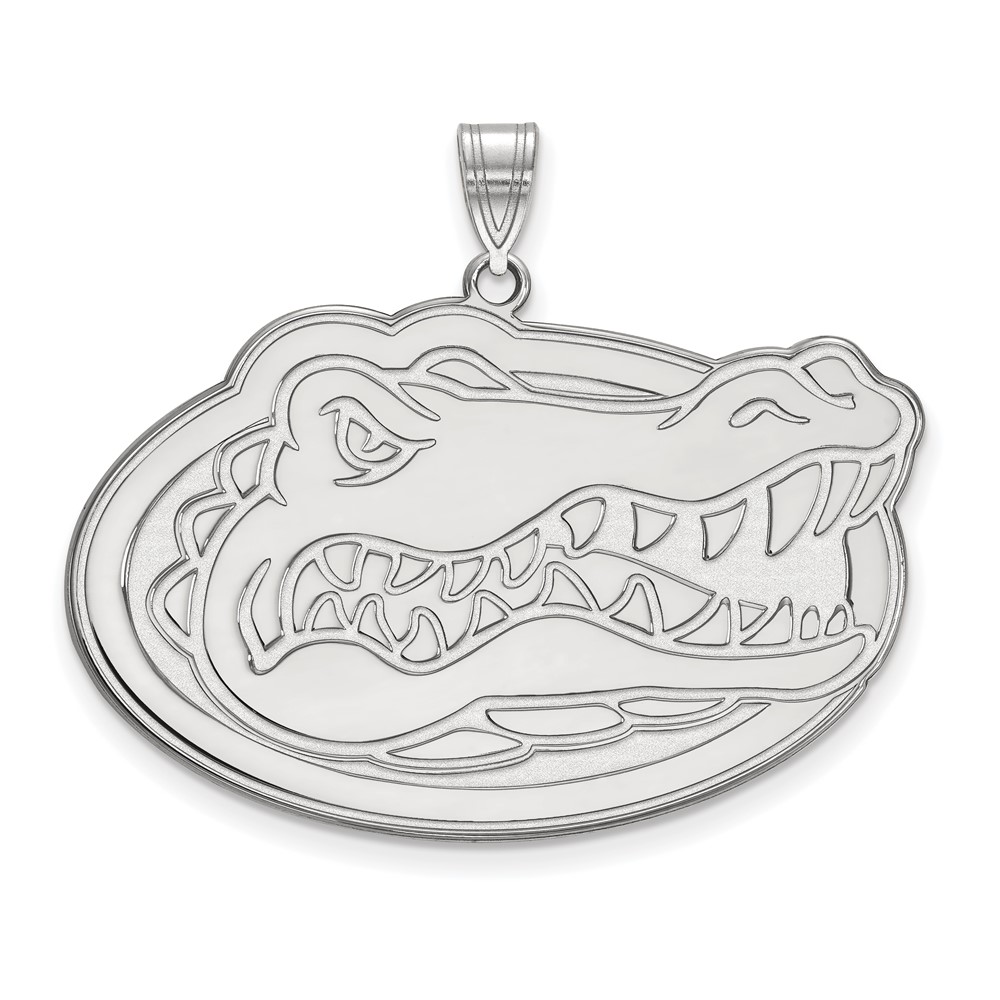 Sterling Silver Rhodium-plated LogoArt University of Florida Gator Extra Large Pendant