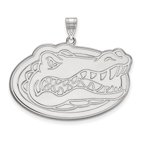 Sterling Silver Rhodium-plated LogoArt University of Florida Gator Extra Large Pendant