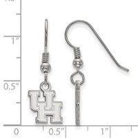 Sterling Silver Rhodium-plated LogoArt University of Houston U-h Extra Small Dangle Wire Earrings view 2