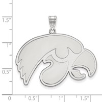 Sterling Silver Rhodium-plated LogoArt University of Iowa Hawk Extra Large Pendant view 2