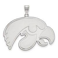 Sterling Silver Rhodium-plated LogoArt University of Iowa Hawk Extra Large Pendant view 1