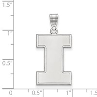 Sterling Silver Rhodium-plated LogoArt University of Illinois Letter I Extra Large Pendant view 2