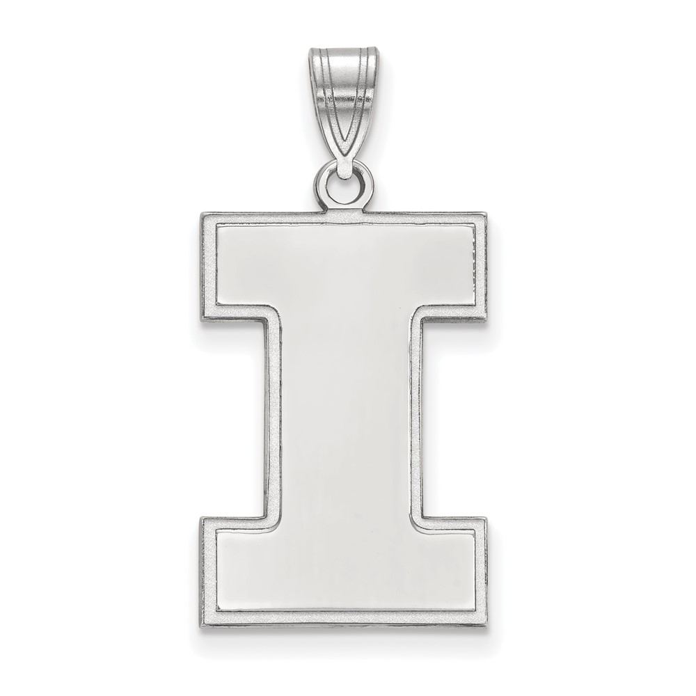 Sterling Silver Rhodium-plated LogoArt University of Illinois Letter I Extra Large Pendant