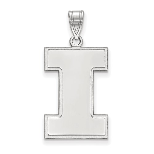 Sterling Silver Rhodium-plated LogoArt University of Illinois Letter I Extra Large Pendant