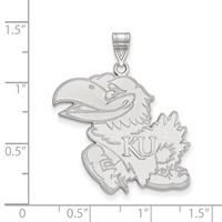 Sterling Silver Rhodium-plated LogoArt University of Kansas Jayhawk Extra Large Pendant view 2