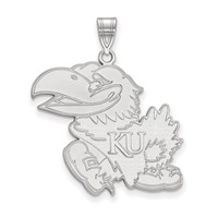 Sterling Silver Rhodium-plated LogoArt University of Kansas Jayhawk Extra Large Pendant view 1