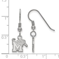 Sterling Silver Rhodium-plated LogoArt University of Memphis Extra Small Dangle Wire Earrings view 2
