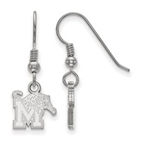 Sterling Silver Rhodium-plated LogoArt University of Memphis Extra Small Dangle Wire Earrings view 1