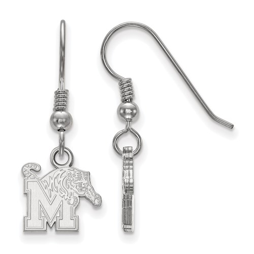 Sterling Silver Rhodium-plated LogoArt University of Memphis Extra Small Dangle Wire Earrings