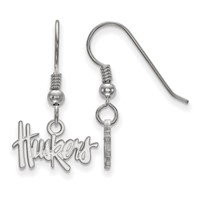 Sterling Silver Rhodium-plated LogoArt University of Nebraska Huskers Extra Small Dangle Wire Earrings view 1