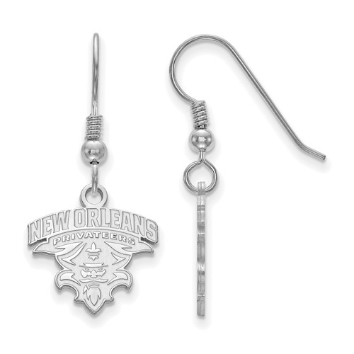 Sterling Silver Rhodium-plated LogoArt University of New Orleans U-n-o Small Dangle Wire Earrings