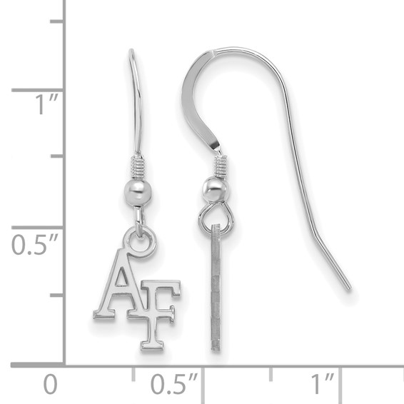Sterling Silver Rhodium-plated LogoArt United States Air Force Academy A-F Extra Small Dangle Wire Earrings