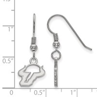Sterling Silver Rhodium-plated LogoArt University of South Florida Bull Extra Small Dangle Wire Earrings view 2