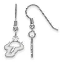 Sterling Silver Rhodium-plated LogoArt University of South Florida Bull Extra Small Dangle Wire Earrings view 1