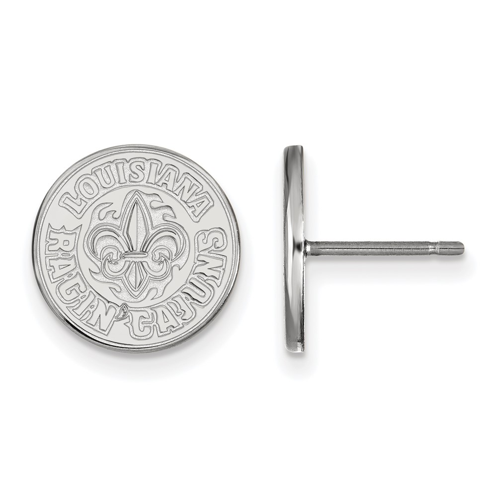 Sterling Silver Rhodium-plated LogoArt University of Louisiana At Lafayette Small Post Earrings