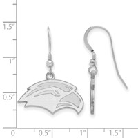 Sterling Silver Rhodium-plated LogoArt University of Southern Mississippi Eagle Small Dangle Wire Earrings view 2