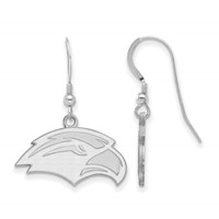 Sterling Silver Rhodium-plated LogoArt University of Southern Mississippi Eagle Small Dangle Wire Earrings view 1