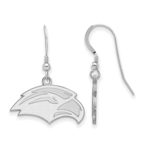 Sterling Silver Rhodium-plated LogoArt University of Southern Mississippi Eagle Small Dangle Wire Earrings