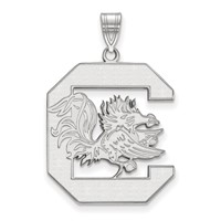Sterling Silver Rhodium-plated LogoArt University of South Carolina Extra Large Pendant view 1